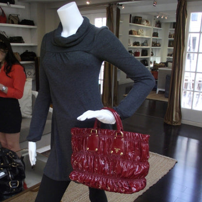 Prada Vernice Dressy Gaufre Red 2 of 9