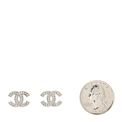 Chanel Crystal Timeless CC Earrings Silver 2 of 4
