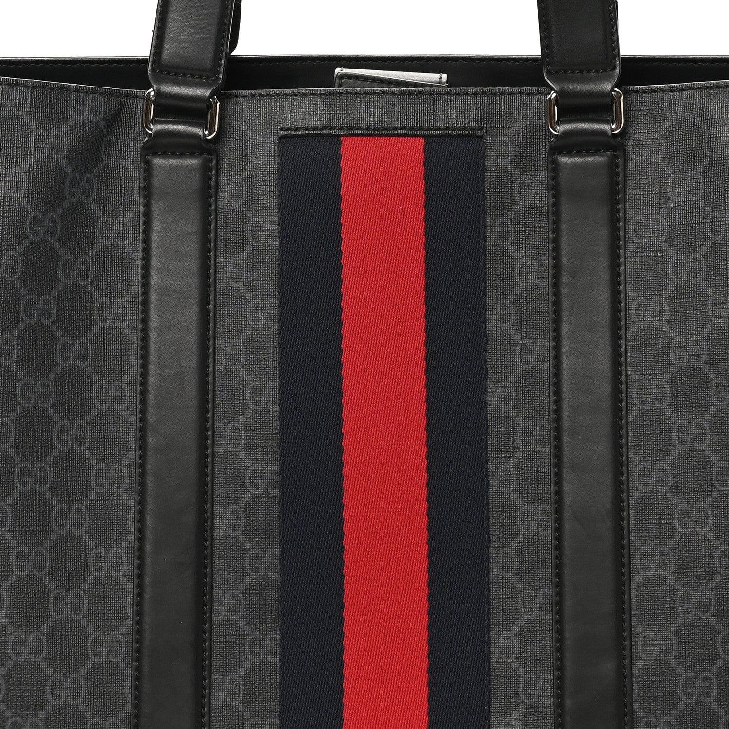 Gucci GG Supreme Monogram Web Tote Black Grey 8 of 12