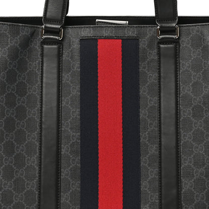Gucci GG Supreme Monogram Web Tote Black Grey 8 of 12
