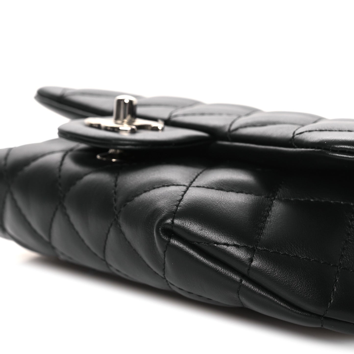 Calfskin Quilted CC Uniform Flap Belt Bag Black