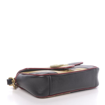 Gucci Azalea Calfskin Matelasse Diagonal Patchwork Mini Torchon GG Marmont Shoulder Bag Black Beige Romantic Cerise 4 of 10