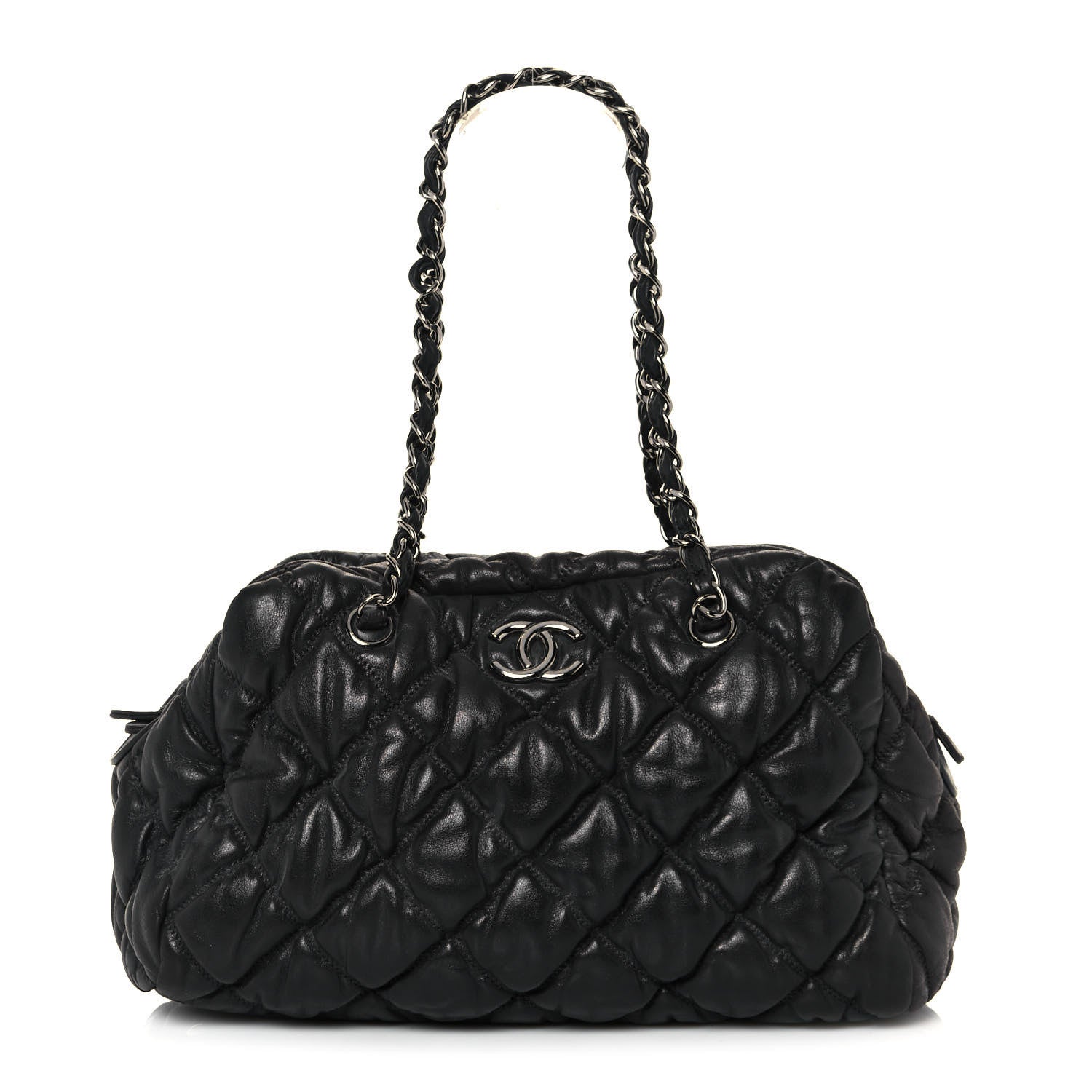 Chanel Calfskin Bubble Quilt Bowler Black 1 of 16