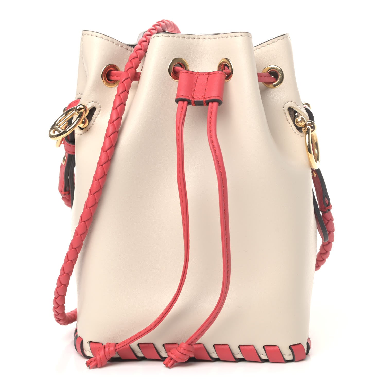 Fendi Vitello Liberty Century F is Fendi Whipstitch Mini Mon Tresor Bucket Bag Camelia Fiamma 1 of 7