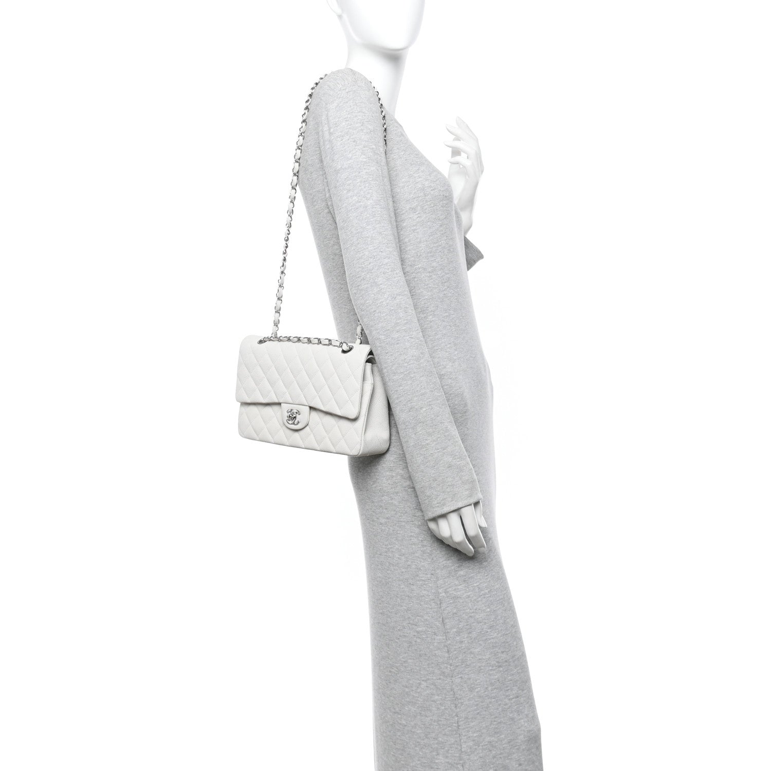 Chanel Iridescent Caviar Quilted Medium Double Flap Off White 2 of 11