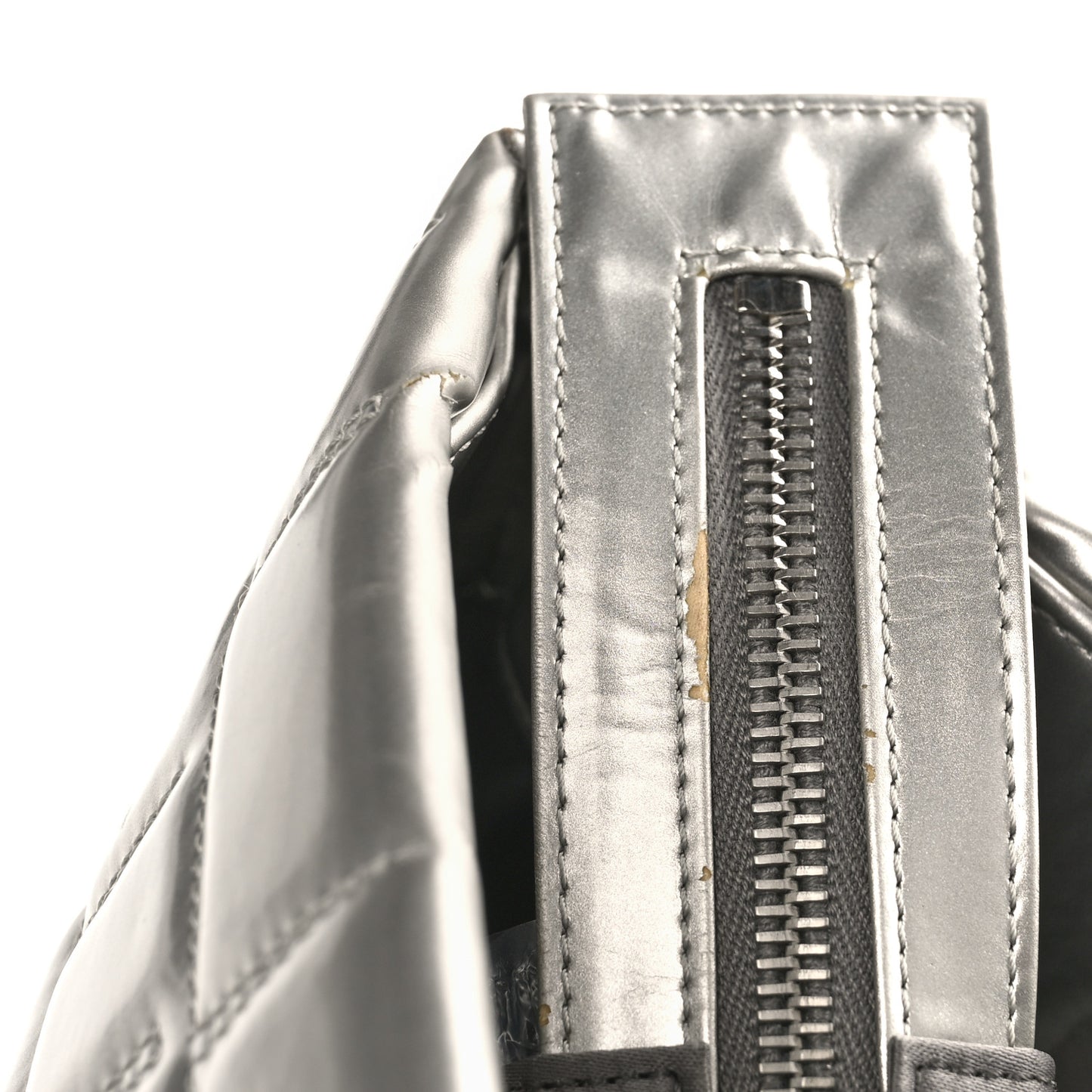 Vinyl Quilted Frozen Shopping Tote Silver