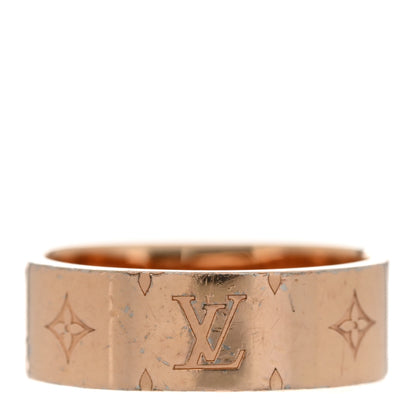 Louis Vuitton Brass Monogram Engraved Nanogram Ring S Pink Gold 3 of 9