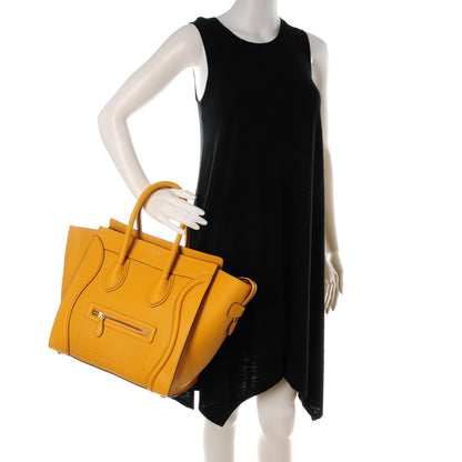 Celine Drummed Calfskin Mini Luggage Ocre 2 of 7