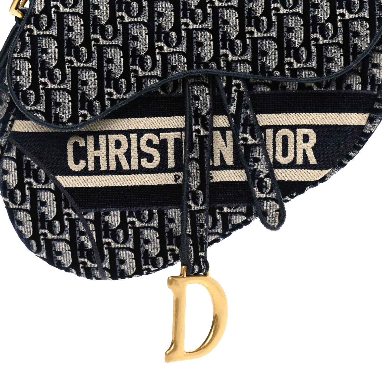Christian Dior Velvet Oblique Saddle Bag Blue 8 of 11