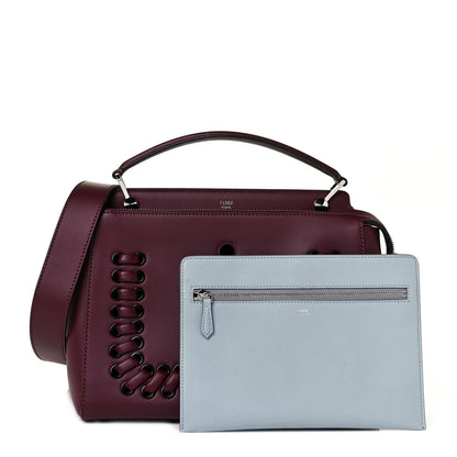 Fendi Vitello Baltico Dolce Shiny Nappa Lace Up DotCom Satchel Bordeaux 1 of 21