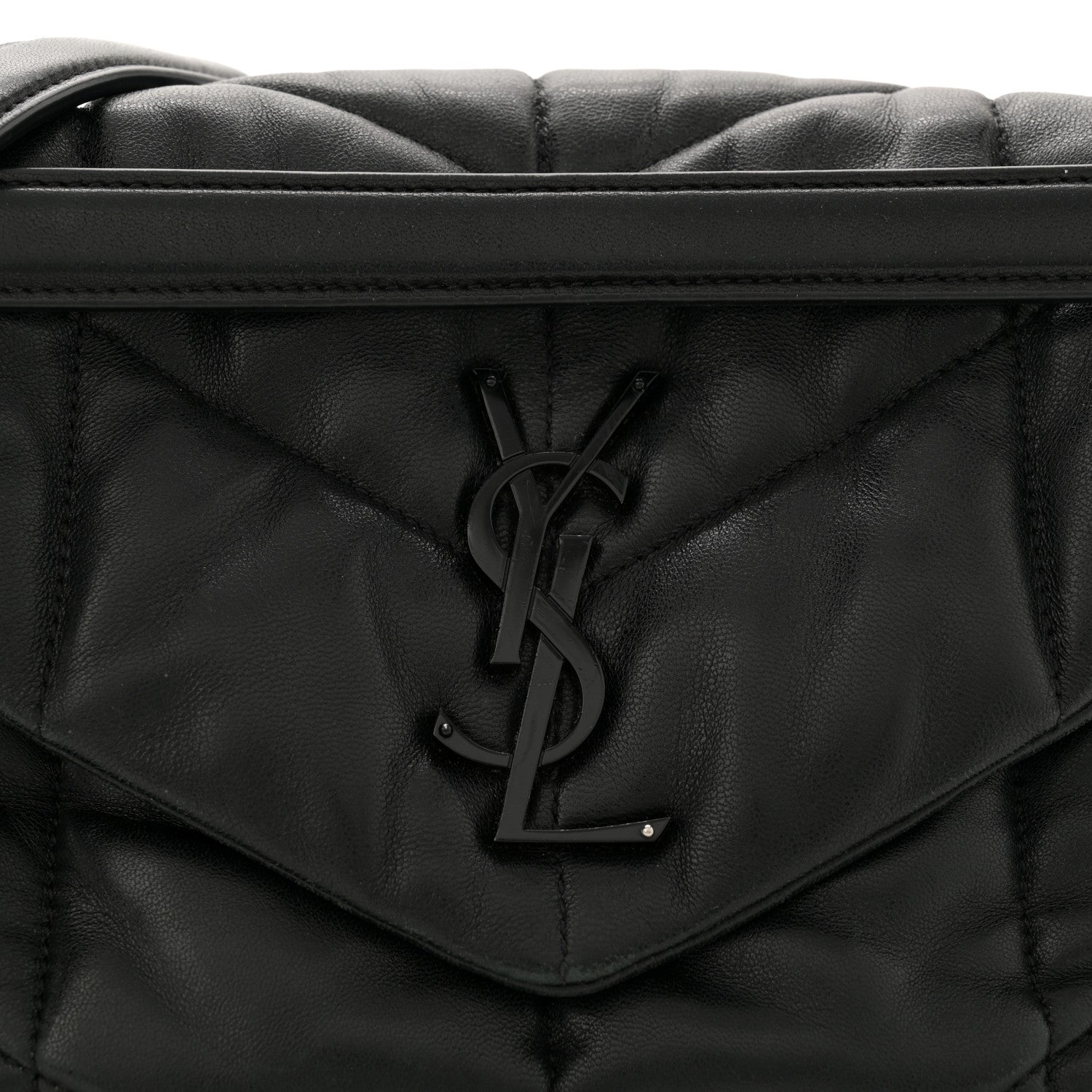 Saint Laurent Lambskin Quilted Monogram Monochrome Small Loulou Puffer Chain Satchel Black 8 of 11