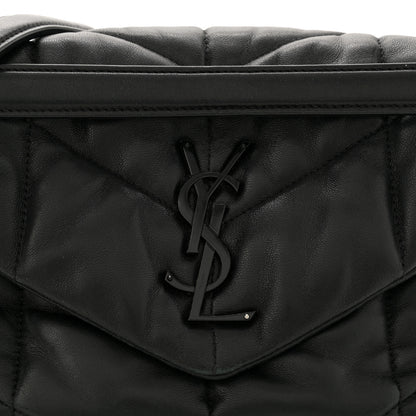 Saint Laurent Lambskin Quilted Monogram Monochrome Small Loulou Puffer Chain Satchel Black 8 of 11