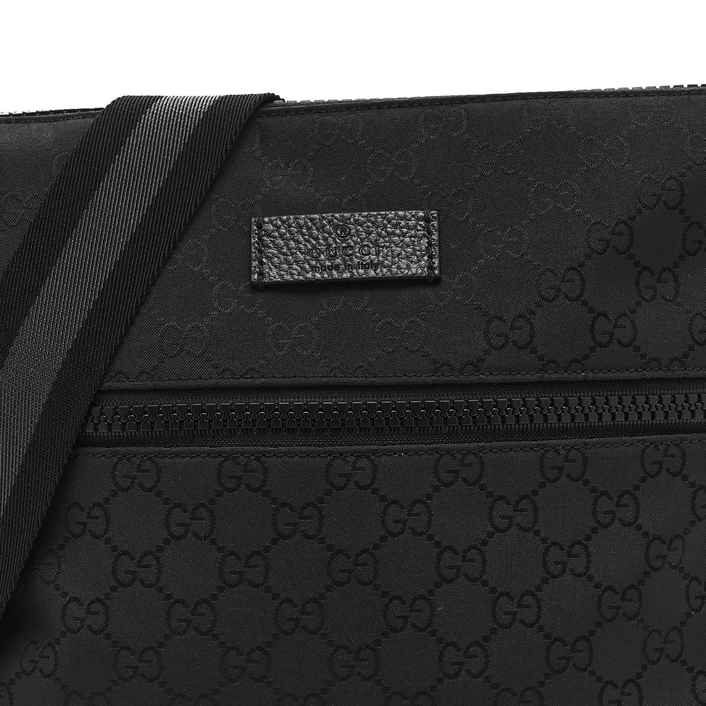 Nylon Monogram Small Flat Messenger Bag Black