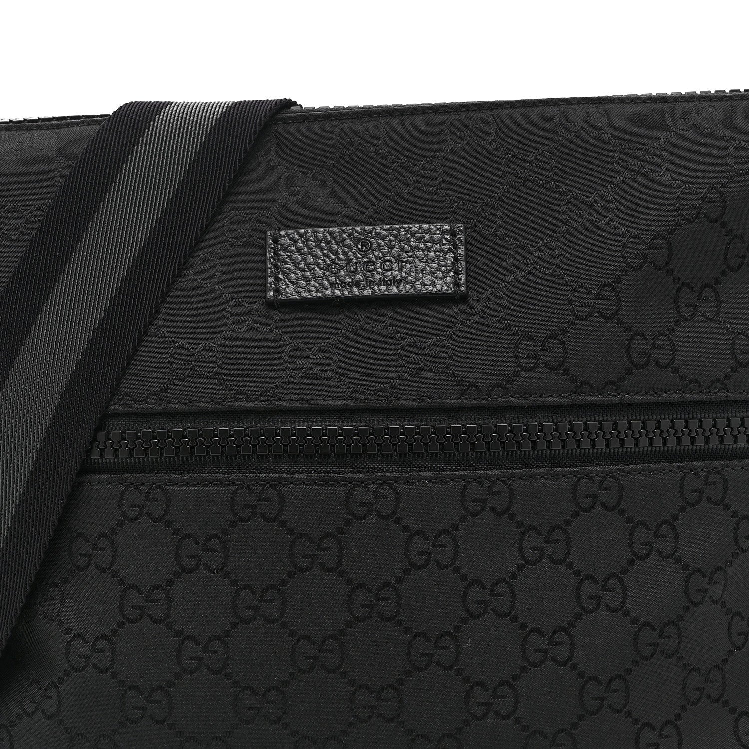 Gucci Nylon Monogram Small Flat Messenger Bag Black 9 of 11