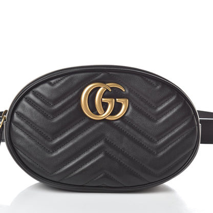 Gucci Calfskin Matelasse GG Marmont Belt Bag 105 42 Black 9 of 12