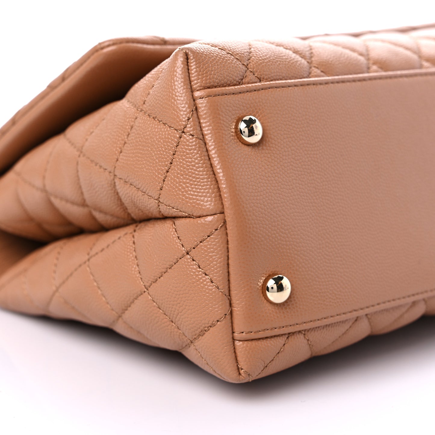 Caviar Quilted Small Coco Handle Flap Brown