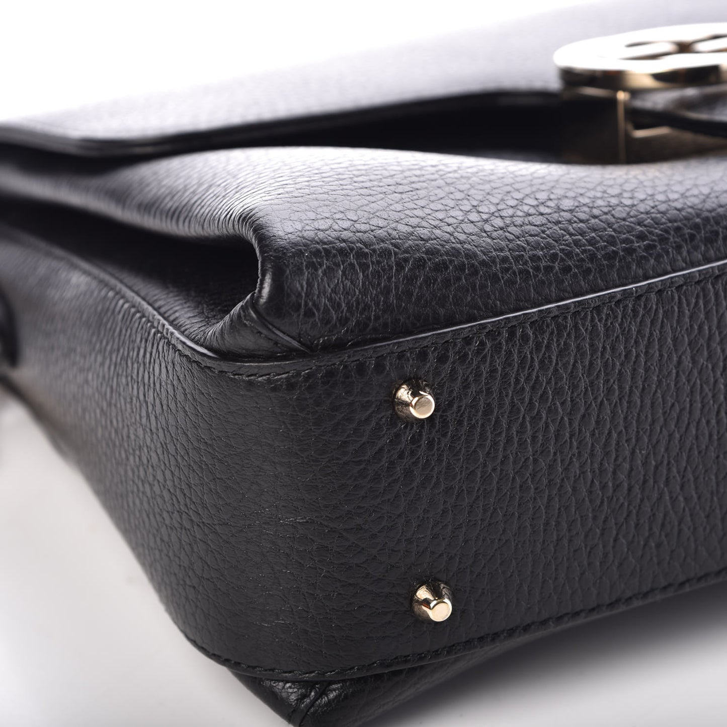 Dollar Calfskin Interlocking G Top Handle Shoulder Bag Black