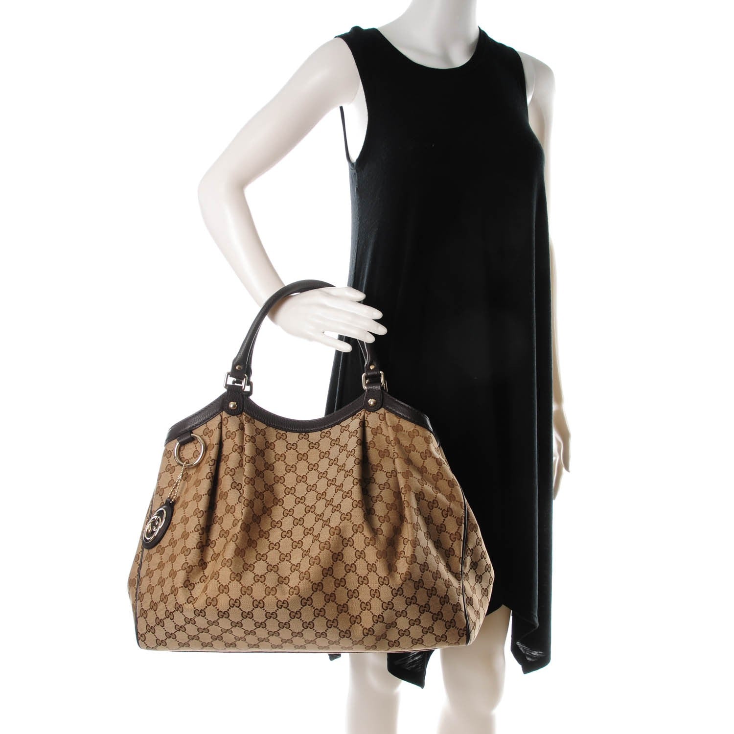 Gucci Monogram Dollar Calfskin Large Sukey Tote Beige Ebony Testa di Moro 2 of 7