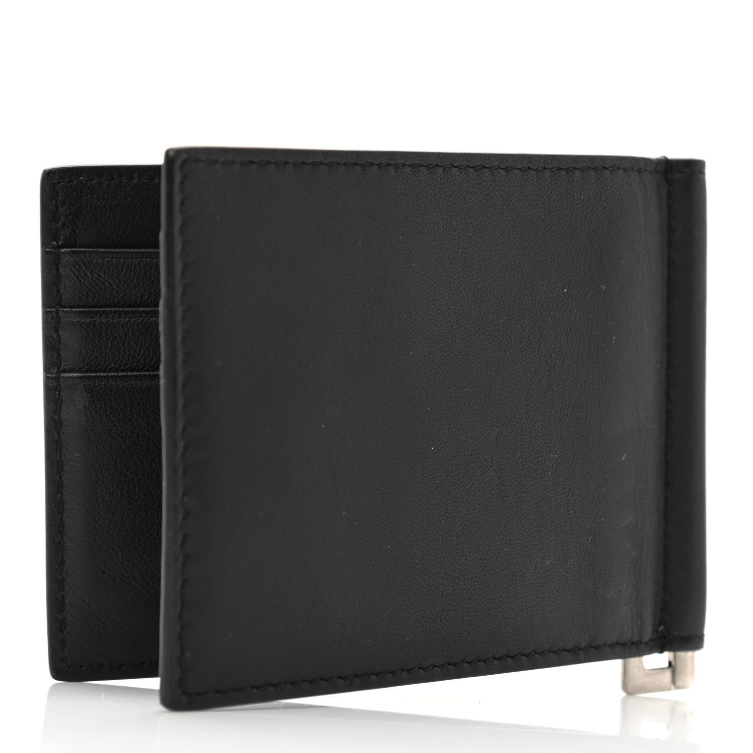 Saint Laurent Calfskin Embroidered Bill Clip Card Case Black 3 of 7