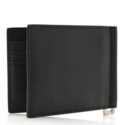 Saint Laurent Calfskin Embroidered Bill Clip Card Case Black 3 of 7