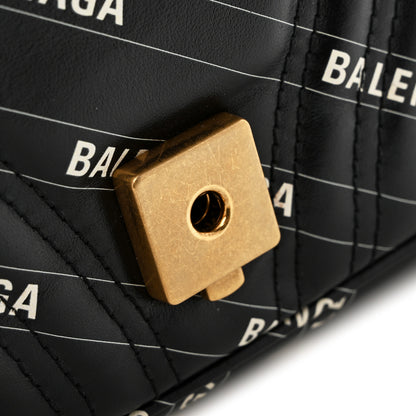 Gucci X BALENCIAGA Calfskin Matelasse Logo Print Small GG Marmont Shoulder Bag Black 12 of 13