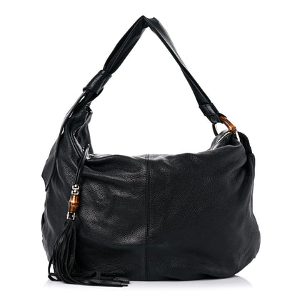 Gucci Pebbled Calfskin Medium Jungle Hobo Black 1 of 17