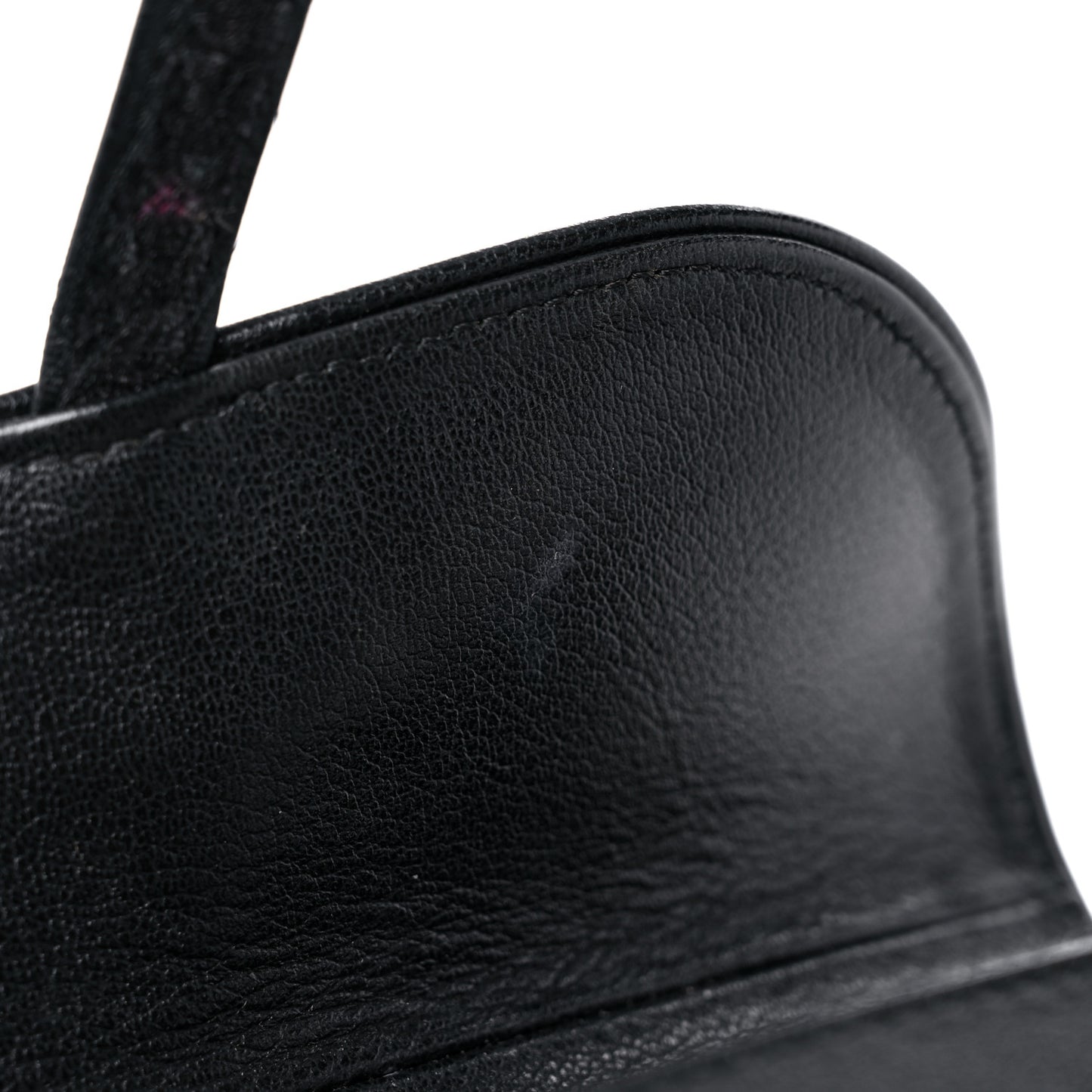 Shiny Goatskin Saddle Bag Black