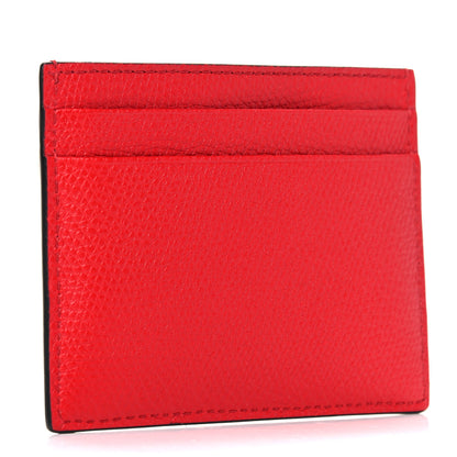 Valentino Garavani Grained Calfskin VLogo Card Holder Rouge Pur 3 of 8