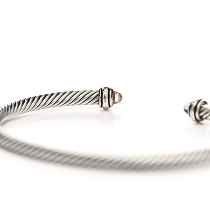 David Yurman Sterling Silver 18K Rose Gold Morganite 4mm Cable Classics Bracelet 4 of 4