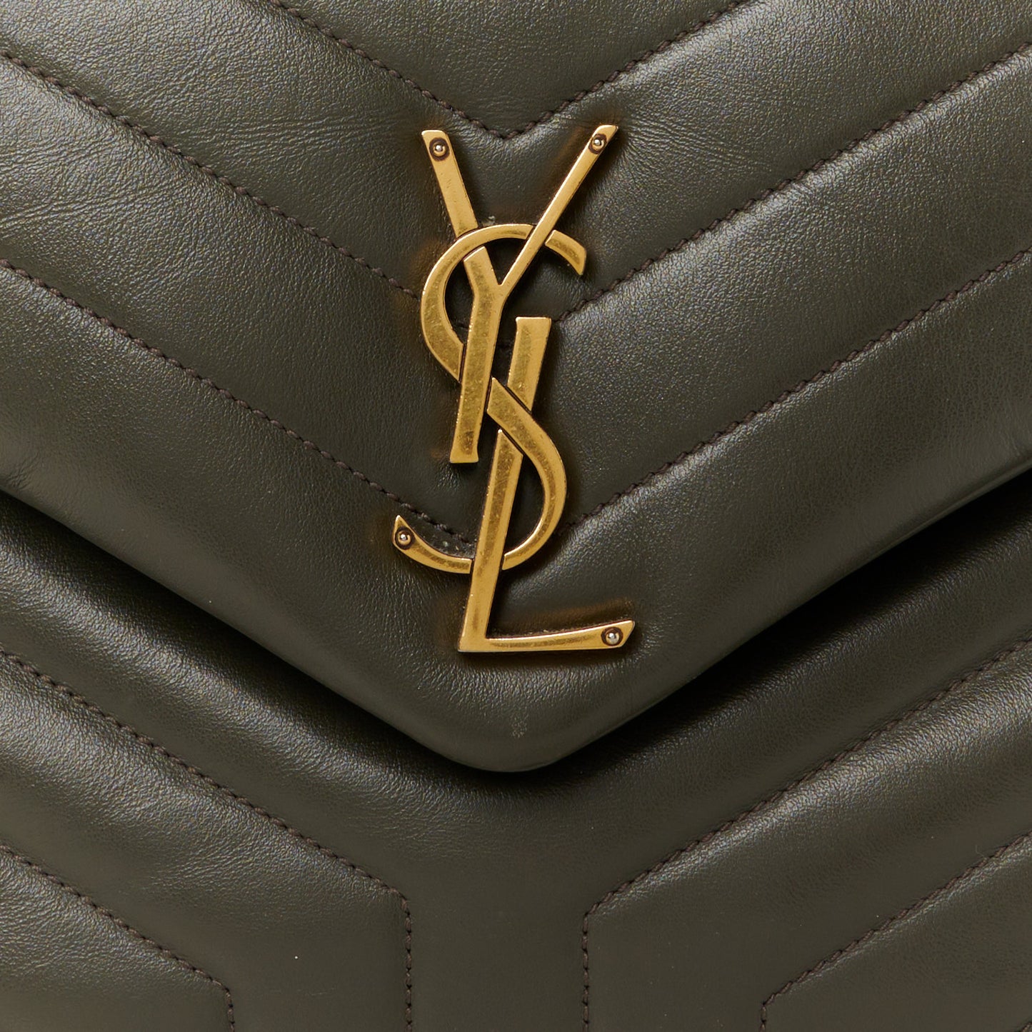 Calfskin Y Quilted Monogram Medium Loulou Chain Satchel Soil Brown