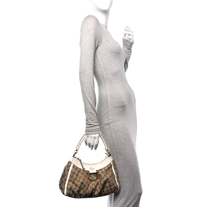 Gucci Monogram Medium D Gold Ring Hobo White 2 of 17