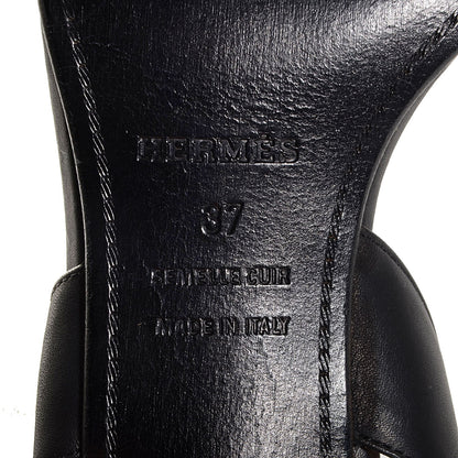 Hermes Calfskin Ottomane Slingback Sandals 37 Black 5 of 5