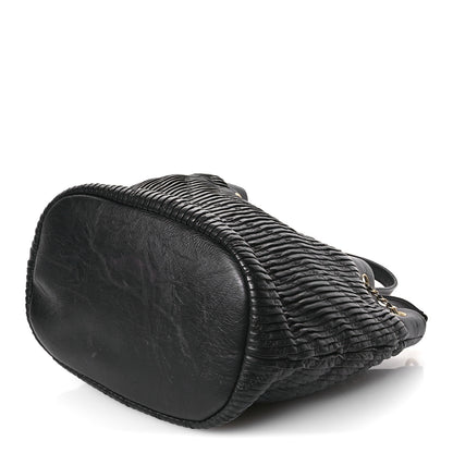 Chanel Iridescent Crumpled Calfskin Coco Pleats Drawstring Bag Black 10 of 10