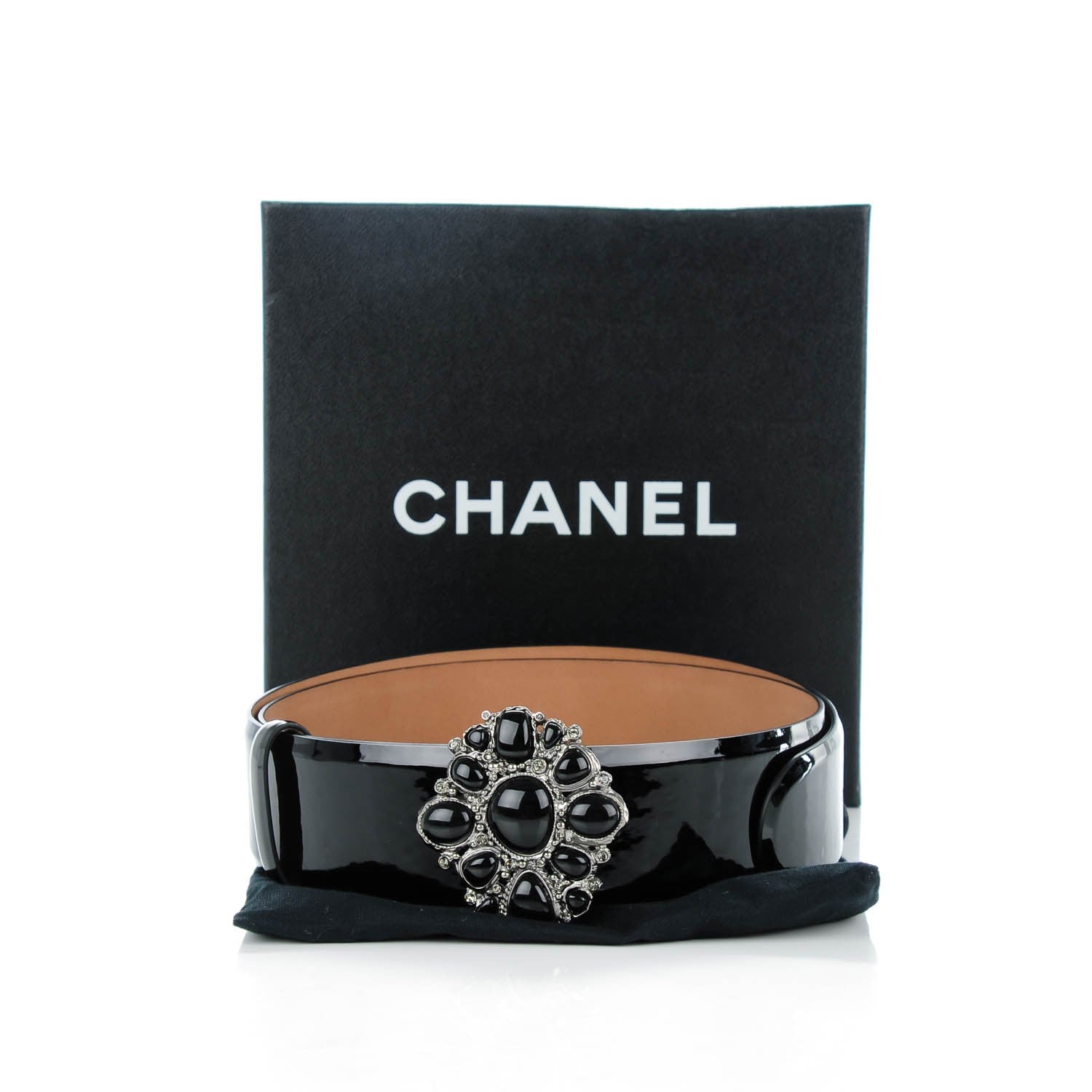 Chanel Patent Gripoix Poured Glass Buckle Belt 85 34 Black 9 of 9