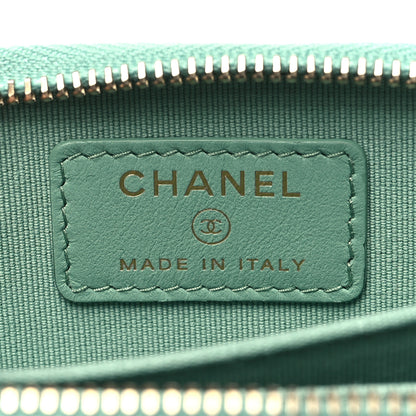 Chanel Caviar Quilted Zip Around Coin Purse Wallet Light Green 6 of 9