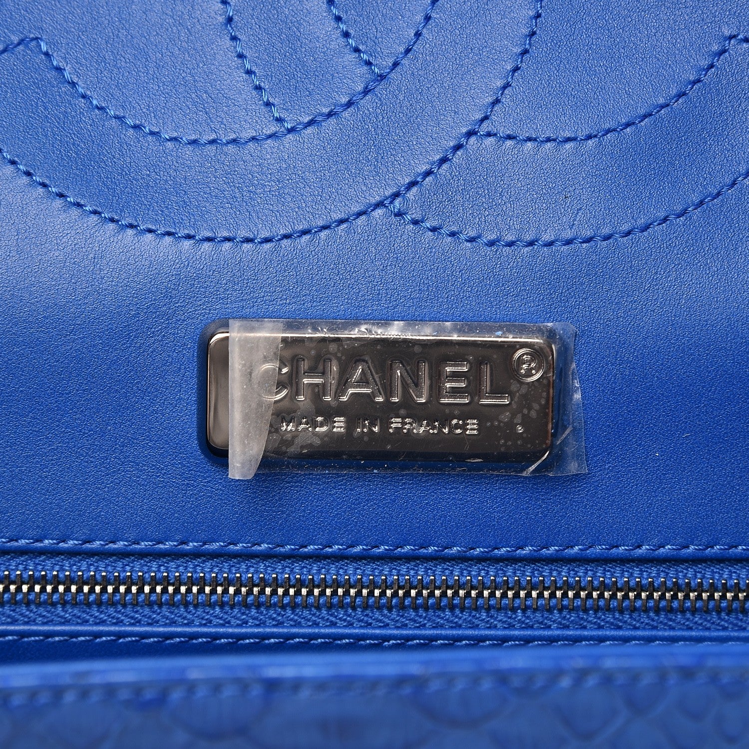 Chanel Python Jumbo Double Flap Bright Blue 7 of 9