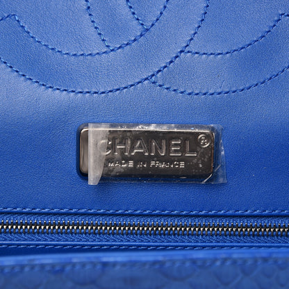 Chanel Python Jumbo Double Flap Bright Blue 7 of 9