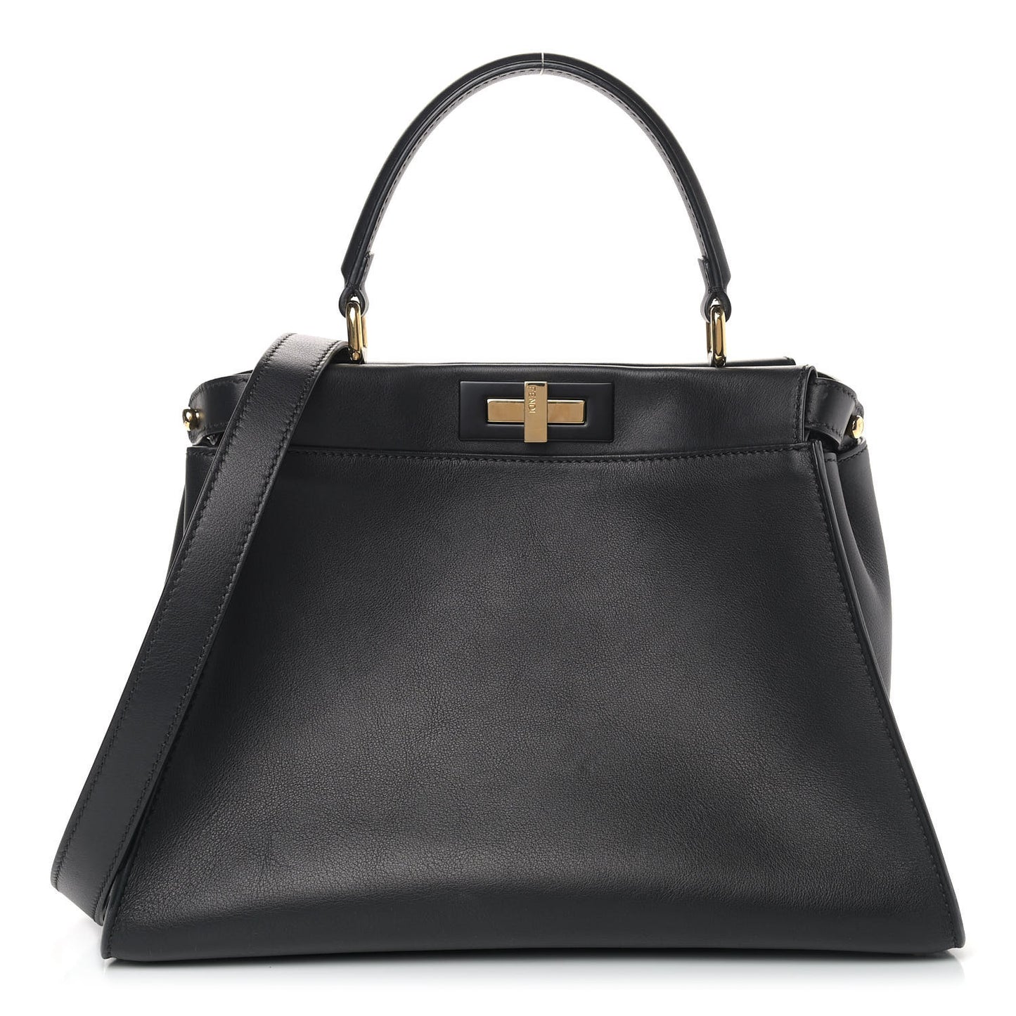Vitello Seta Shiny Nappa Medium Peekaboo Iconic Satchel Black