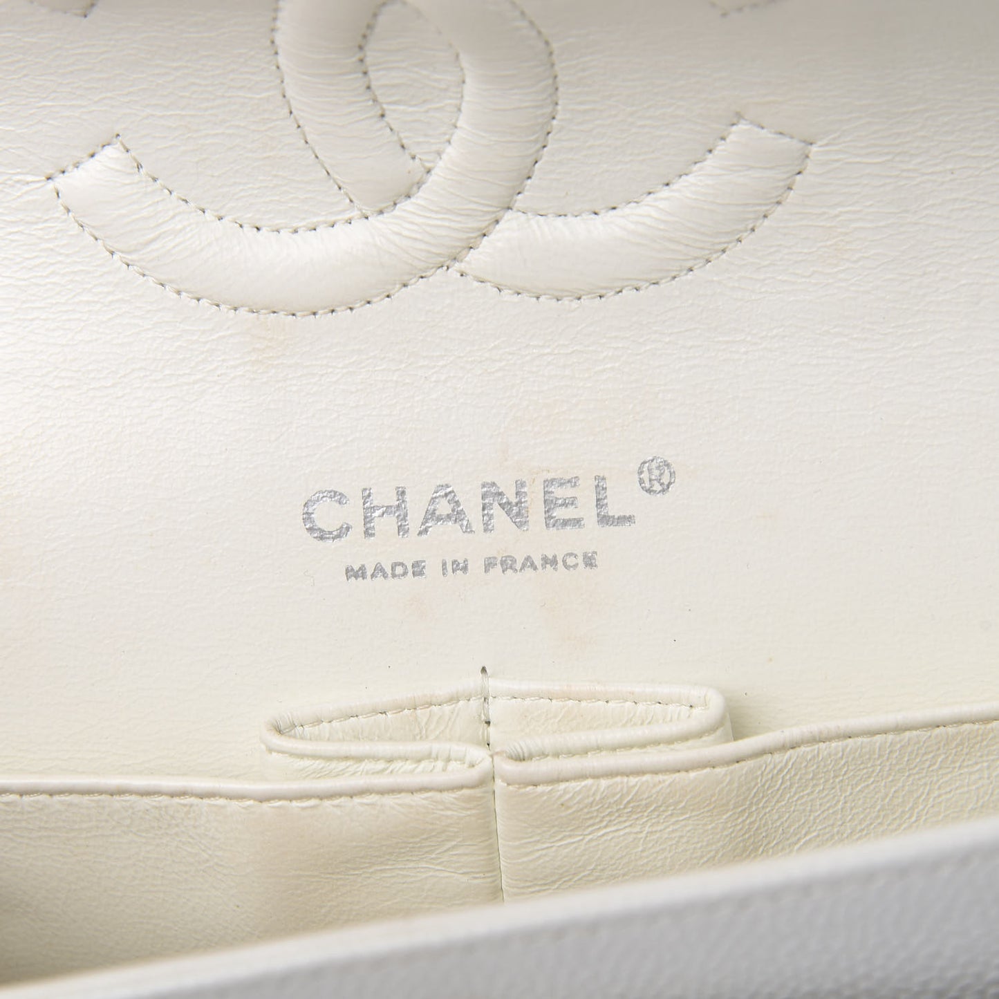 Caviar Quilted Medium Double Flap White