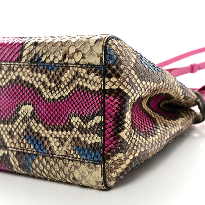 Fendi Snakeskin Mini Peekaboo Iconic Satchel Daisy Roccia Magenta 9 of 10