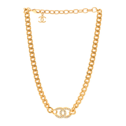 Chanel Crystal Chain Link CC Choker Necklace Gold 3 of 6