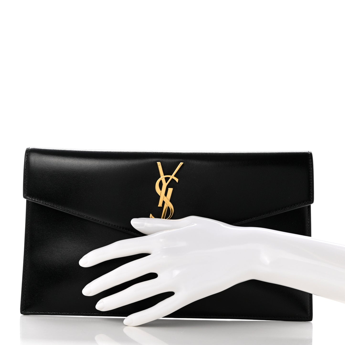 Smooth Shiny Calfskin Monogram Uptown Pouch Black