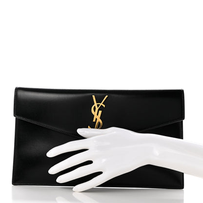 Saint Laurent Smooth Shiny Calfskin Monogram Uptown Pouch Black 2 of 7