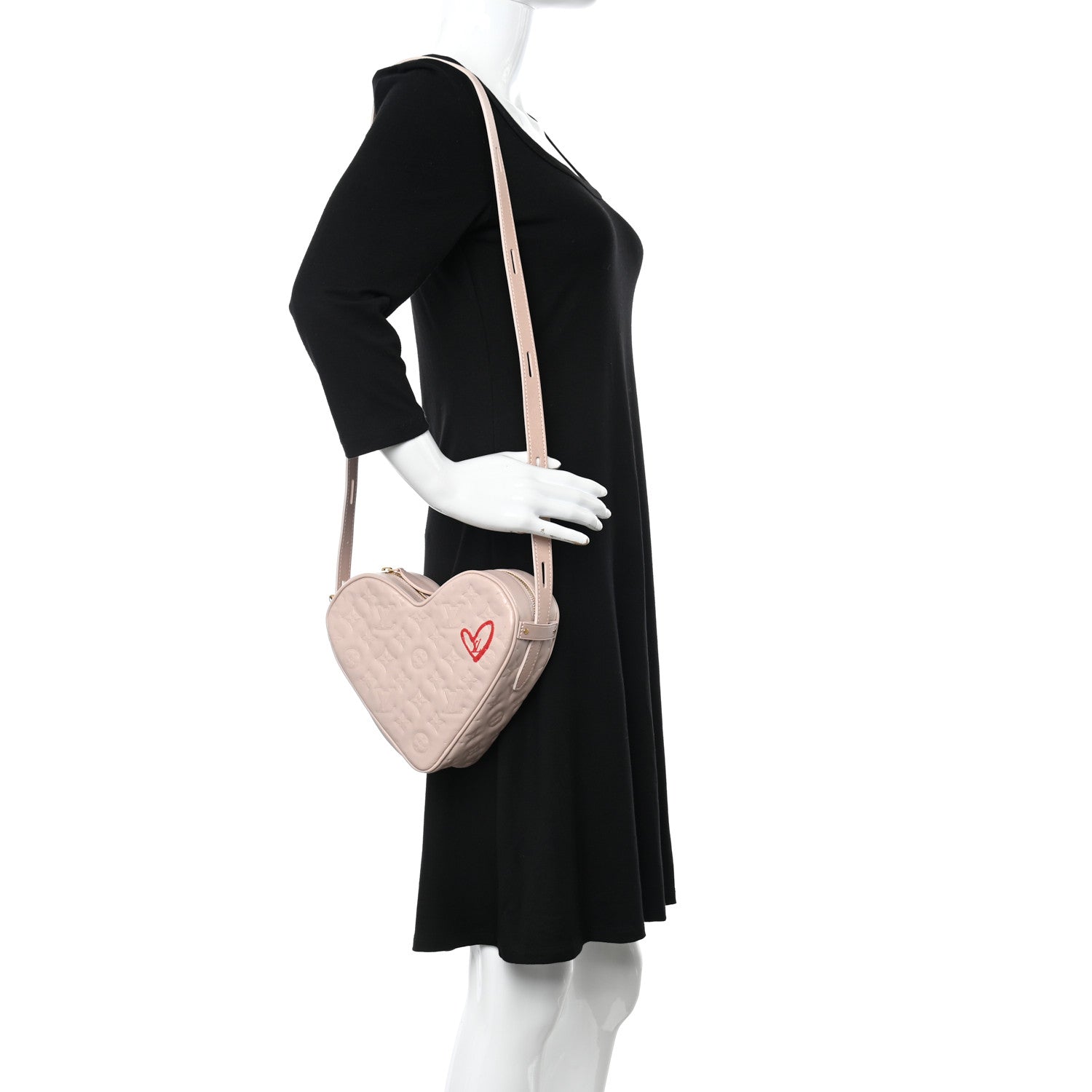 Louis Vuitton Lambskin Embossed Monogram Fall In Love Sac Coeur Light Pink 2 of 9