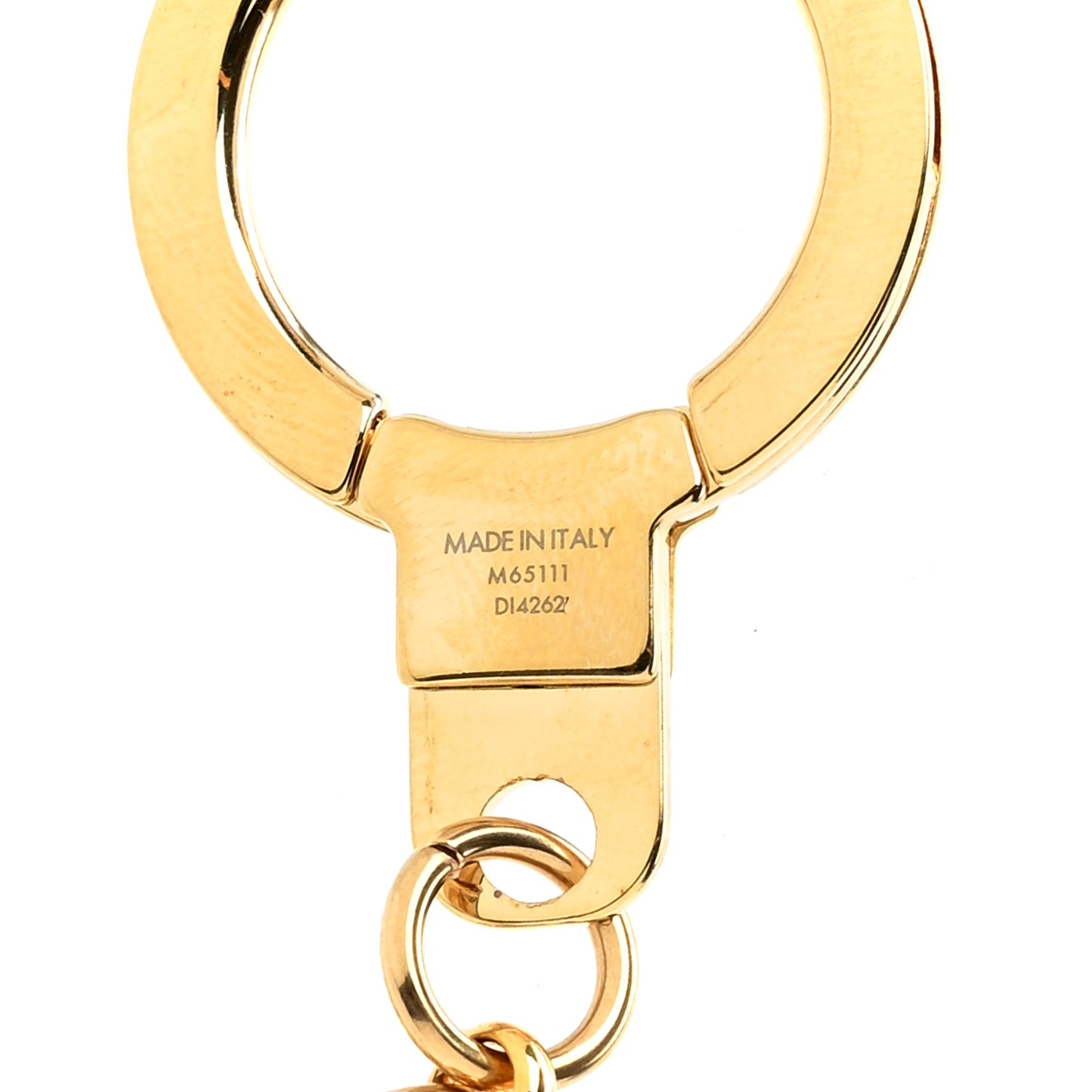 Brass Enamel Fleur De Monogram Bag Charm Chain Gold