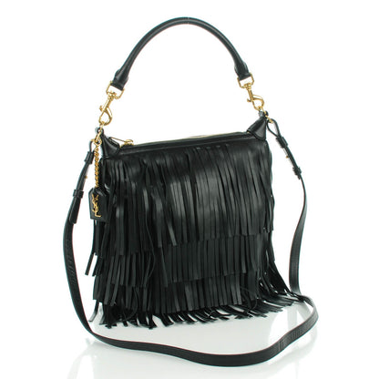Saint Laurent Calfskin Small Emmanuelle Fringe Hobo Bag Black 3 of 7