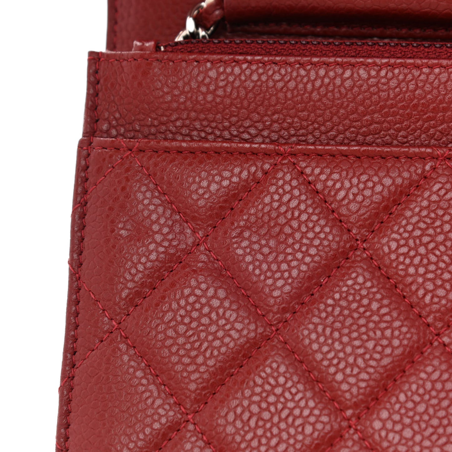 Caviar Quilted Wallet on Chain WOC Burgundy