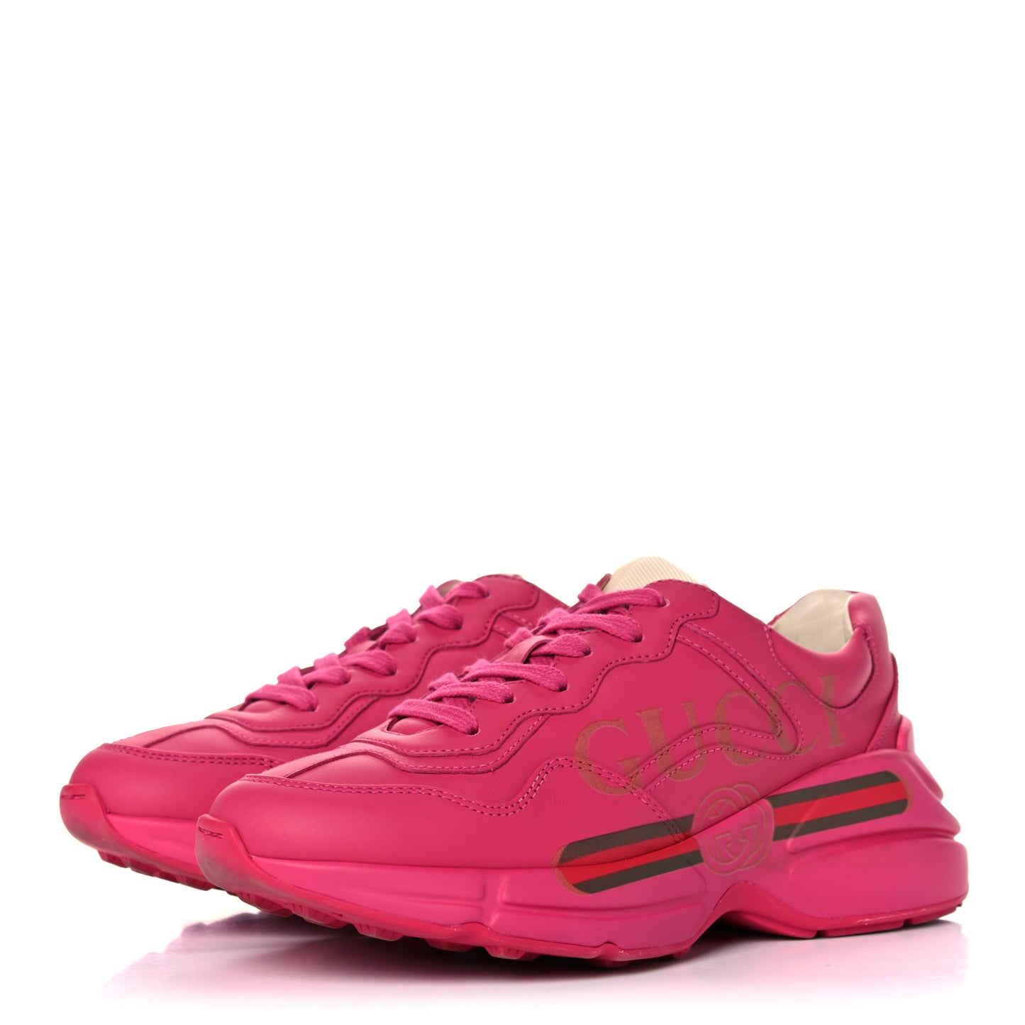 Calfskin Logo Womens Rhyton Sneakers 36 Box Pink