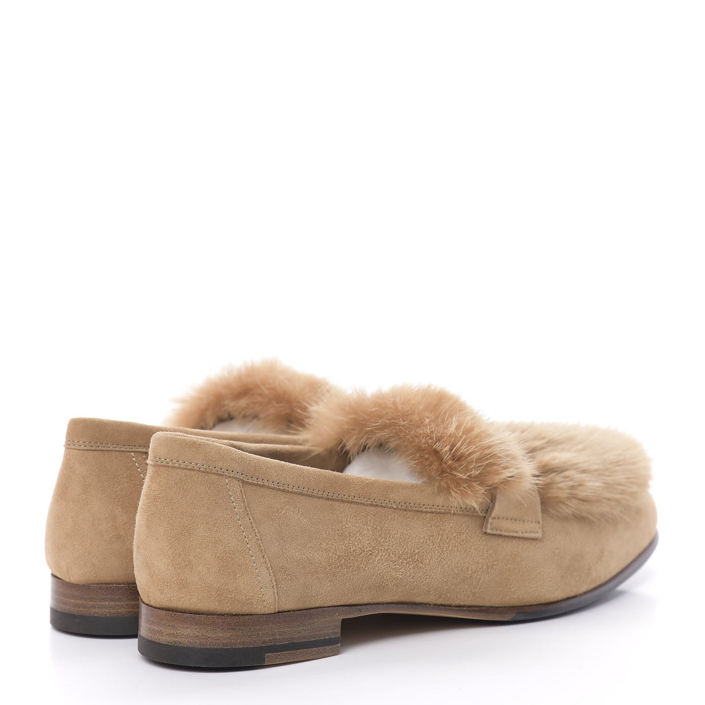 Mink Fur Suede Goatskin Paris Loafers 36 Marron Havane