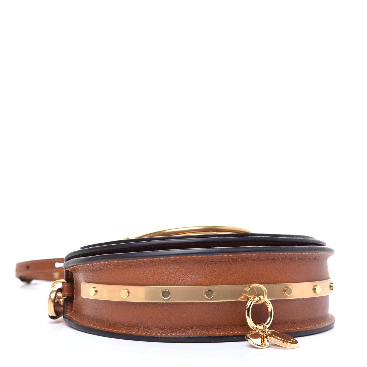 Calfskin Small Nile Bracelet Minaudiere Bag Caramel
